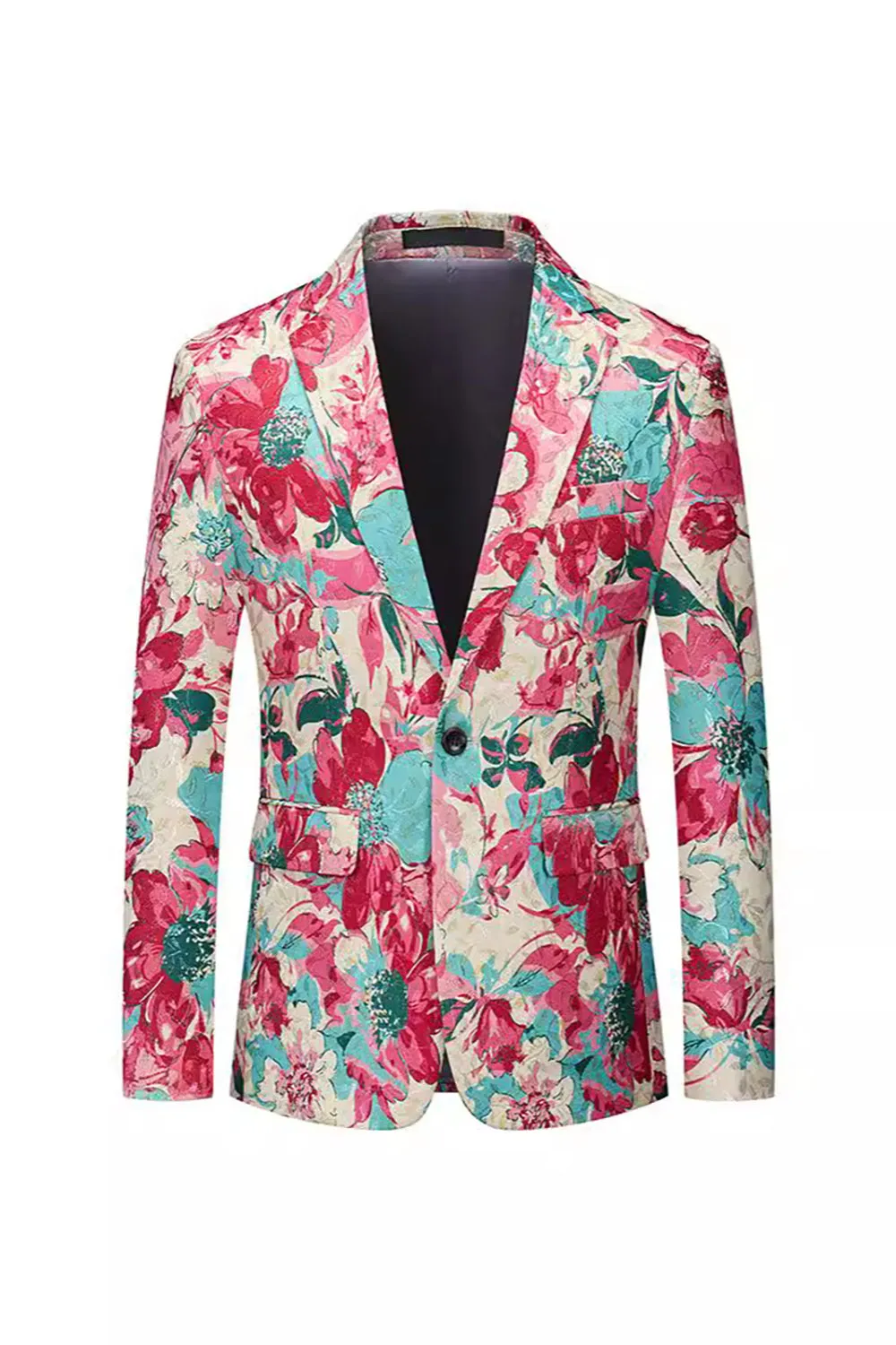 Floral Colourful Notched Lapel Men's Blazer sold by Zapaka