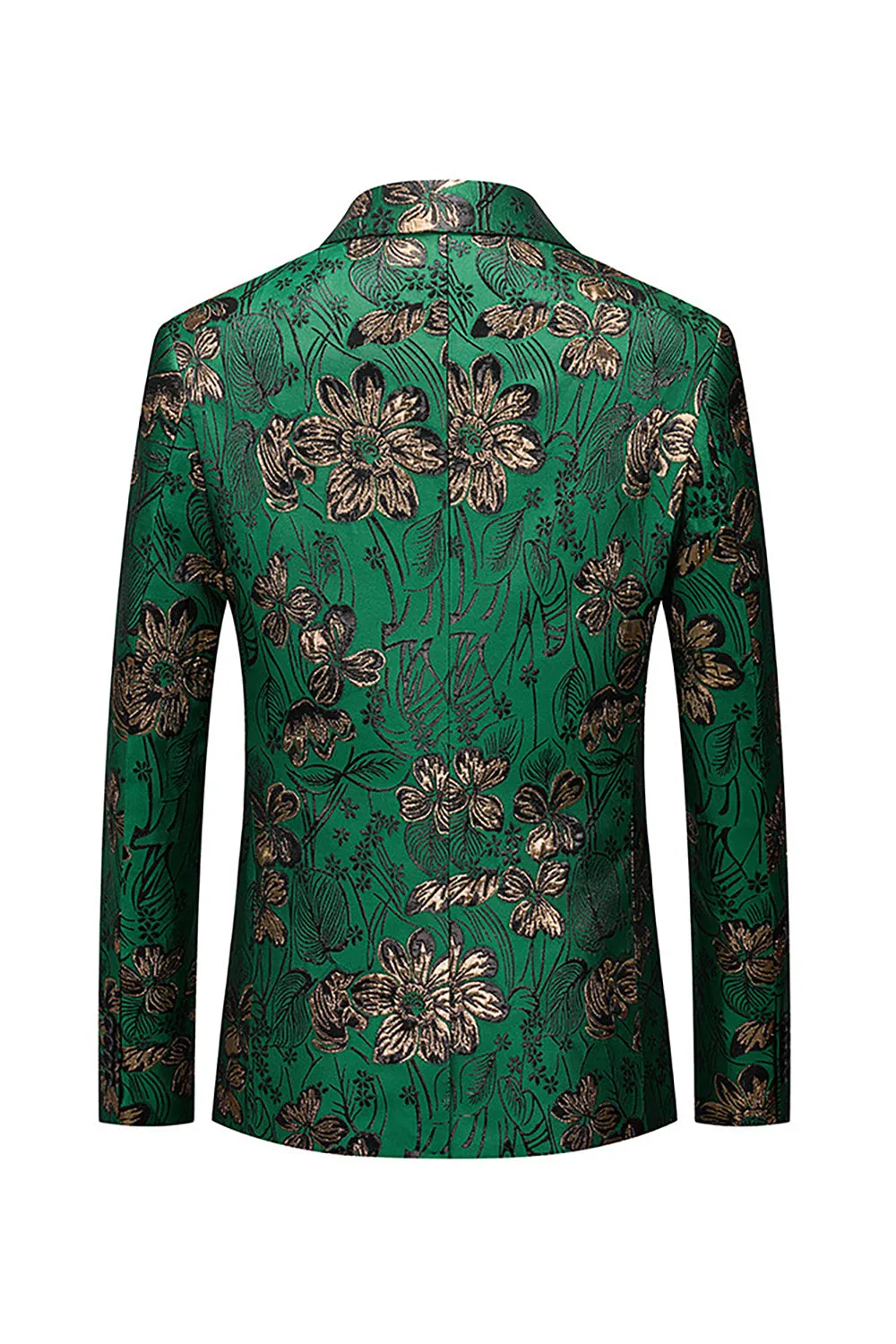Green Floral Notched Lapel One Button Men's Blazer sold by Zapaka product image thumbnail 2