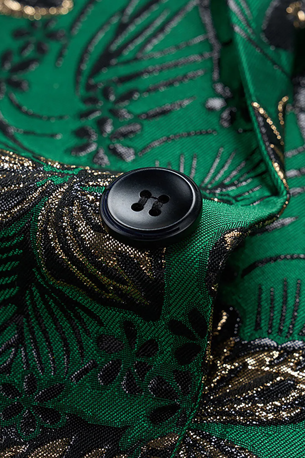 Green Floral Notched Lapel One Button Men's Blazer sold by Zapaka product image thumbnail 3