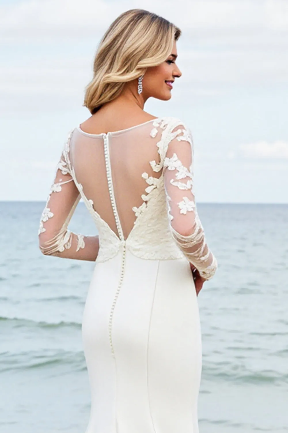 lvory Mermaid Long Sleeves Appliqued Wedding Dress sold by Zapaka product image thumbnail 5