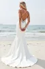 lvory Mermaid Spaghetti Straps Wedding Dress with Slit sold by Zapaka