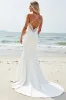 lvory Mermaid Spaghetti Straps Wedding Dress with Slit sold by Zapaka