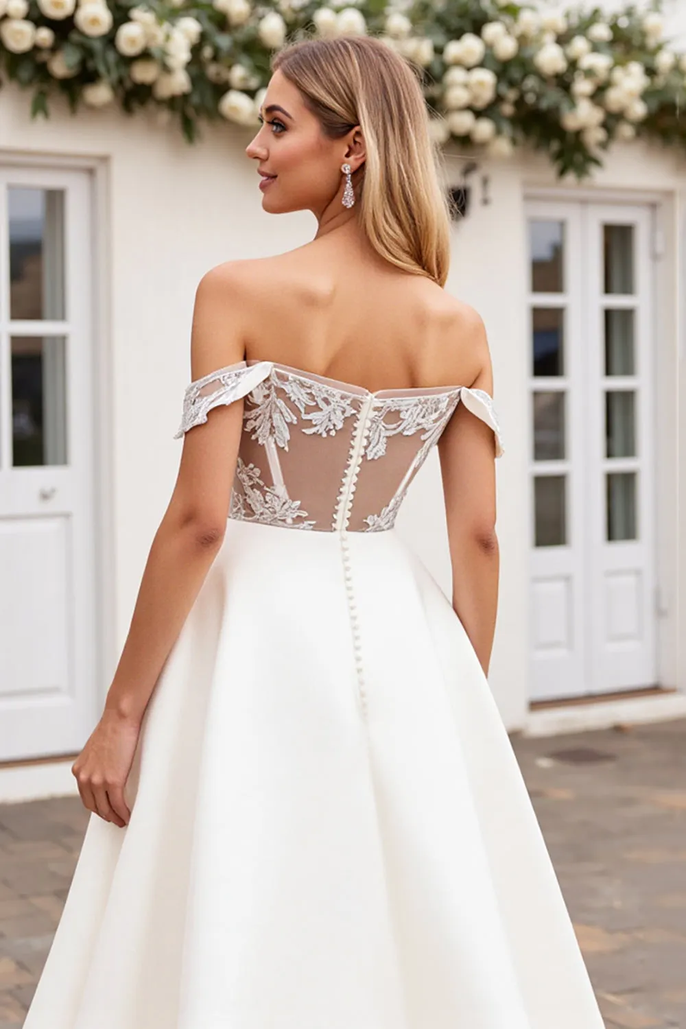 lvory A Line Off The Shoulder Lace Appliqued Wedding Dress sold by Zapaka product image thumbnail 3