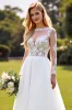 A Line Lace Appliqued Long Sleeves lvory Wedding Dress sold by Zapaka