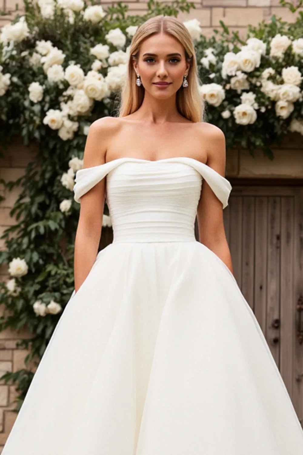 Graceful Off the Shoulder White A Line Wedding Dress sold by Zapaka product image thumbnail 3