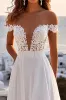 A Line lvory Off The Shoulder Pleated Long Wedding Dress sold by Zapaka