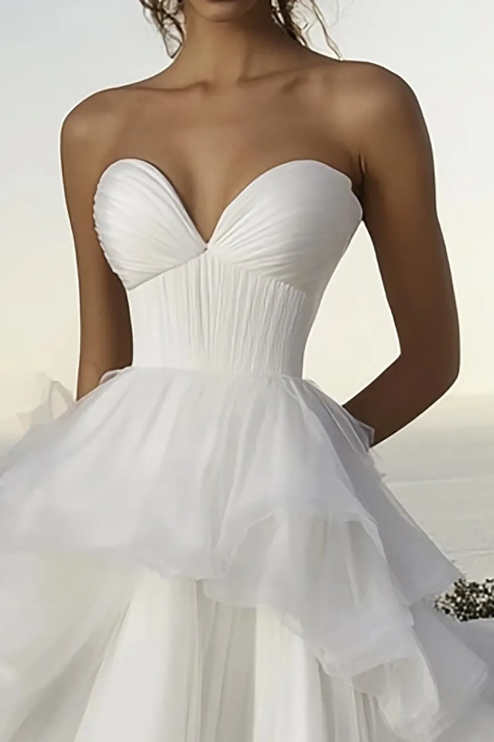Ivory Sweetheart Ruffled Tulle Wedding Dress sold by Zapaka product image thumbnail 2