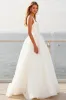Ivory Spaghetti Straps A Line Crepe Tulle Wedding Dress sold by Zapaka
