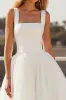 Ivory Spaghetti Straps A Line Crepe Tulle Wedding Dress sold by Zapaka