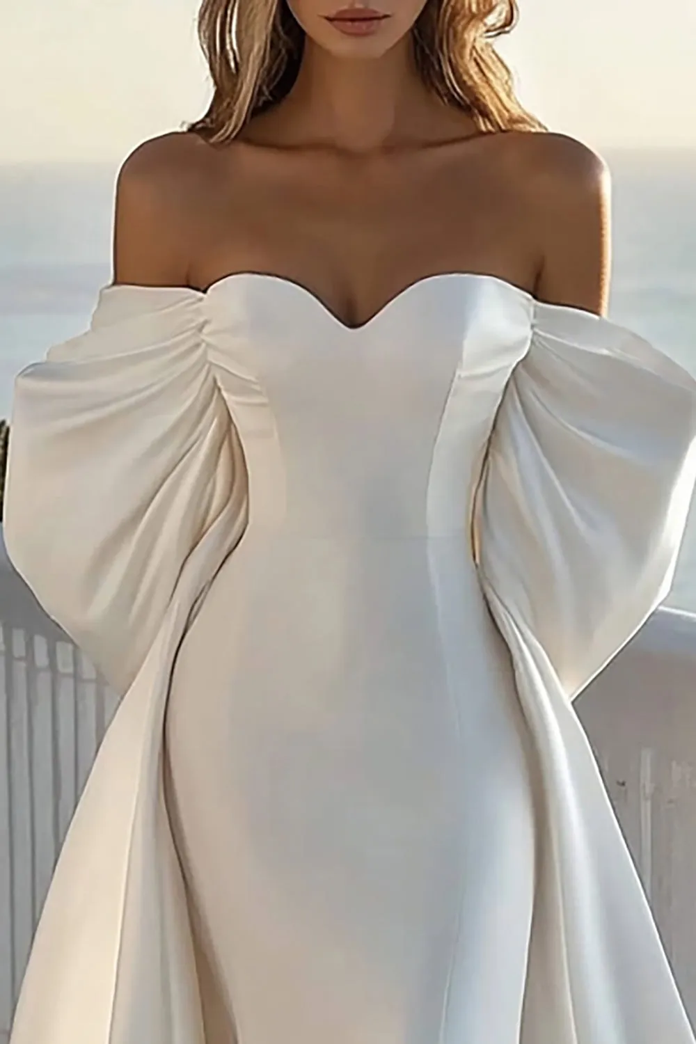 Mermaid Strapless Ivoy Off The Shoulder Satin Wedding Dress sold by Zapaka product image thumbnail 2