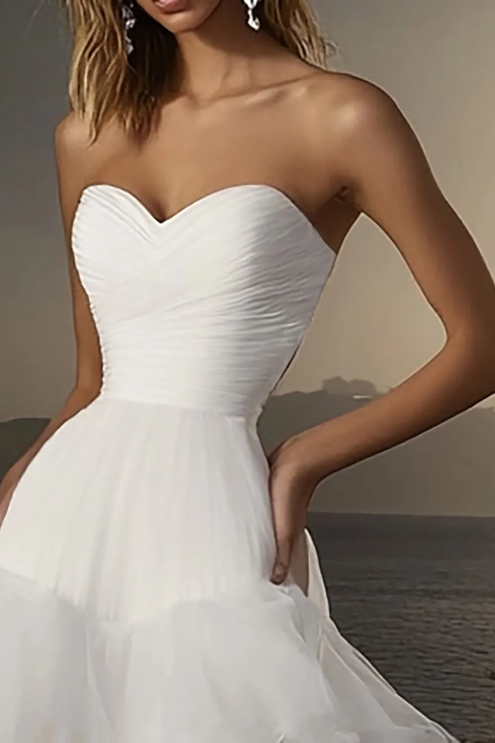 Strapless A Line Tulle Ivory Wedding Dress sold by Zapaka product image thumbnail 2