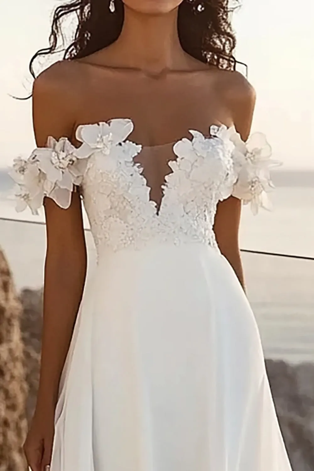 lvory A Line Off The Shoulder Appliqued Long Wedding Dress sold by Zapaka product image thumbnail 2