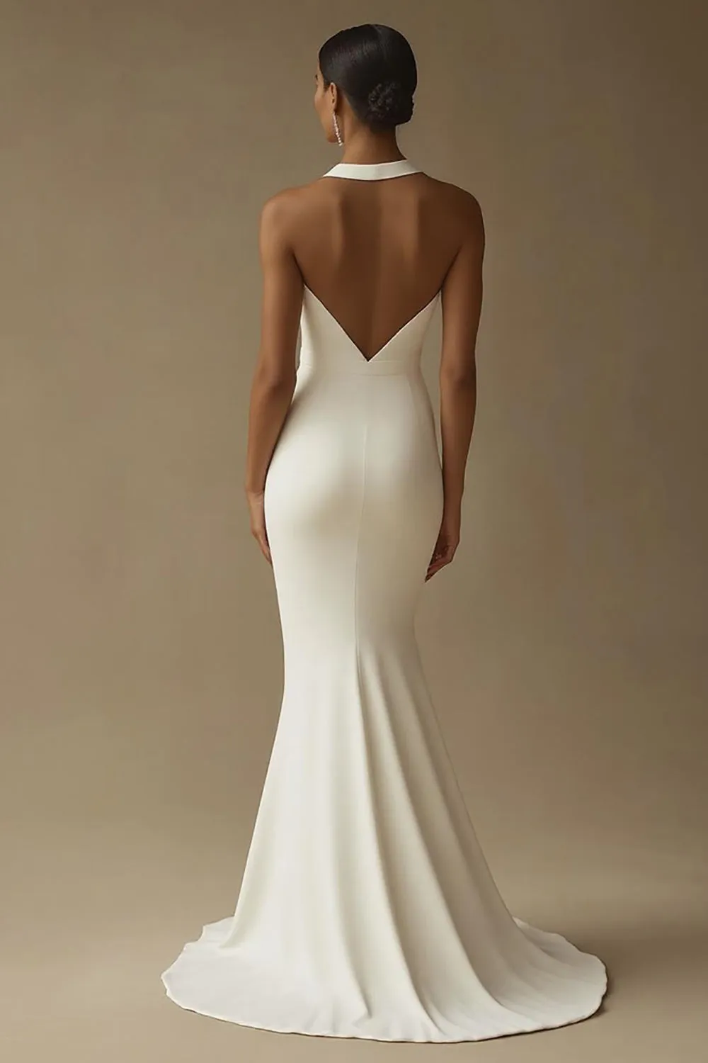 Mermaid White Keyhole Satin Wedding Dress with Slit sold by Zapaka product image thumbnail 2