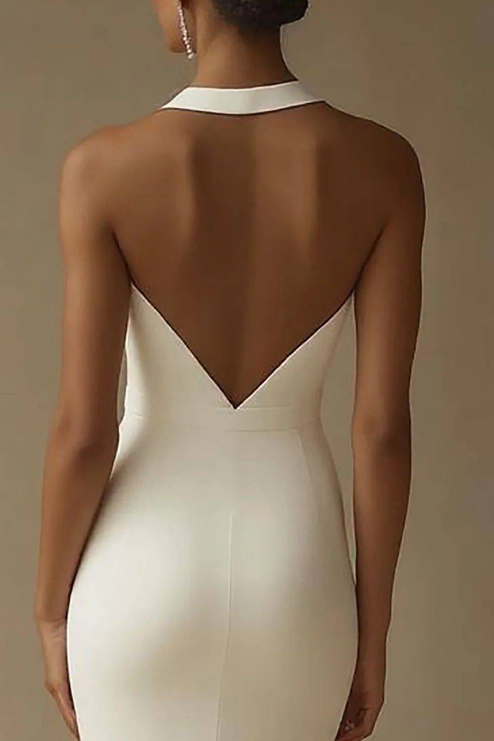 Mermaid White Keyhole Satin Wedding Dress with Slit sold by Zapaka product image thumbnail 4