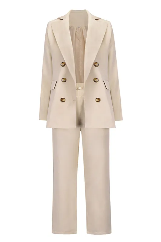 Large Lapel Double Breasted Blazer Casual Straight Trousers Suit sold by Zapaka