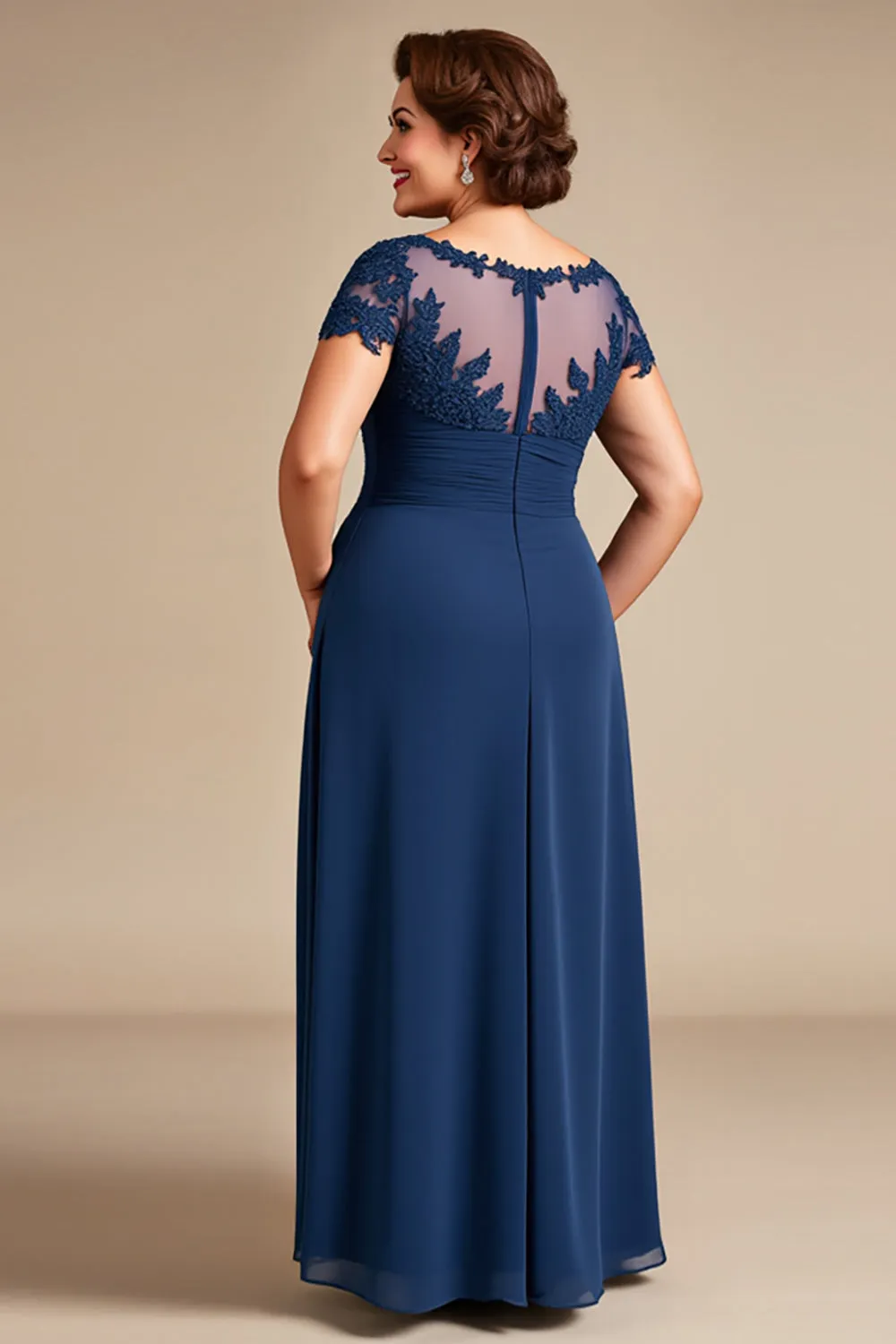Navy Lace A Line Plus Size Mother of the Bride Dress sold by Zapaka product image thumbnail 2