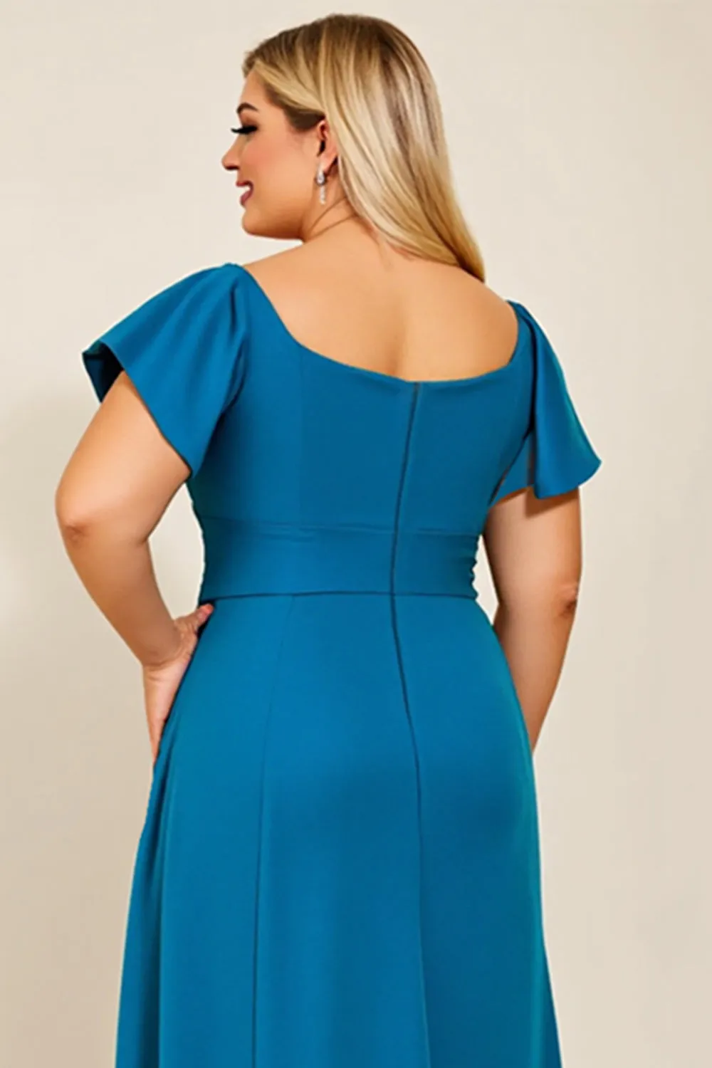 Peacock A Line Satin Ruched Plus Size Mother of the Bride Dress sold by Zapaka product image thumbnail 5