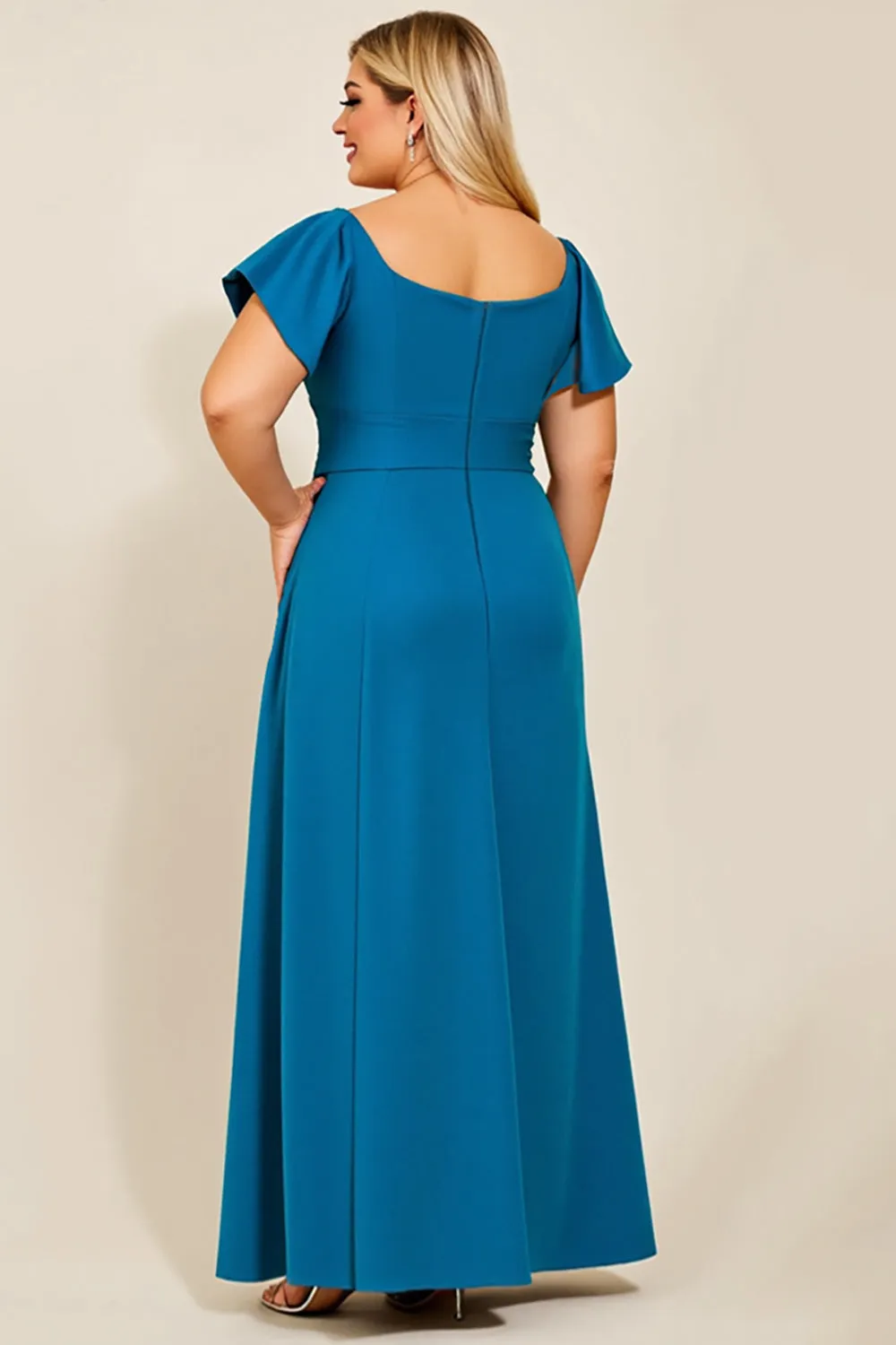 Peacock A Line Satin Ruched Plus Size Mother of the Bride Dress sold by Zapaka product image thumbnail 2