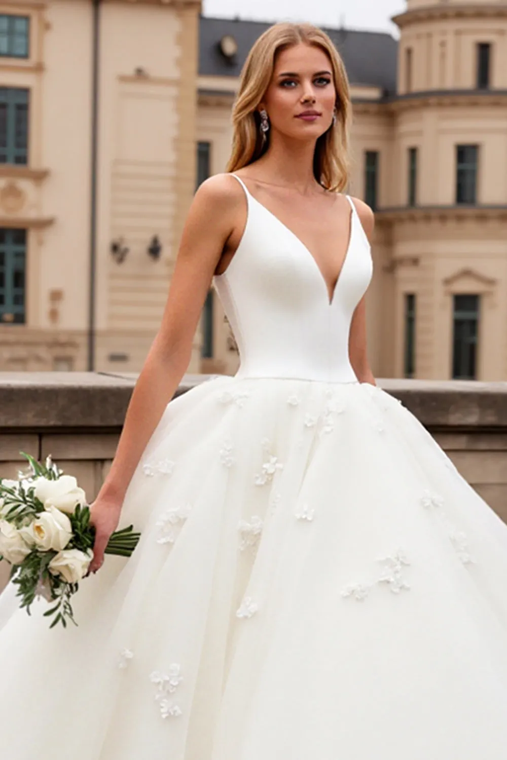 Ivory A-Line Spaghetti Straps Tulle Bridal Dress sold by Zapaka product image thumbnail 5