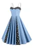 Light Blue Polka Dots Spaghetti Straps 1950s Dress sold by Zapaka