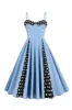 Light Blue Polka Dots Spaghetti Straps 1950s Dress sold by Zapaka