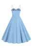 Light Blue Polka Dots Spaghetti Straps 1950s Dress sold by Zapaka
