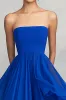 A Line Royal Blue Strapless Pleated Formal Dress sold by Zapaka