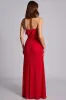 Red Ruffled Strapless A Line Chiffon Long Formal Dress sold by Zapaka