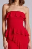 Red Ruffled Strapless A Line Chiffon Long Formal Dress sold by Zapaka