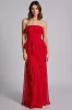 Red Ruffled Strapless A Line Chiffon Long Formal Dress sold by Zapaka