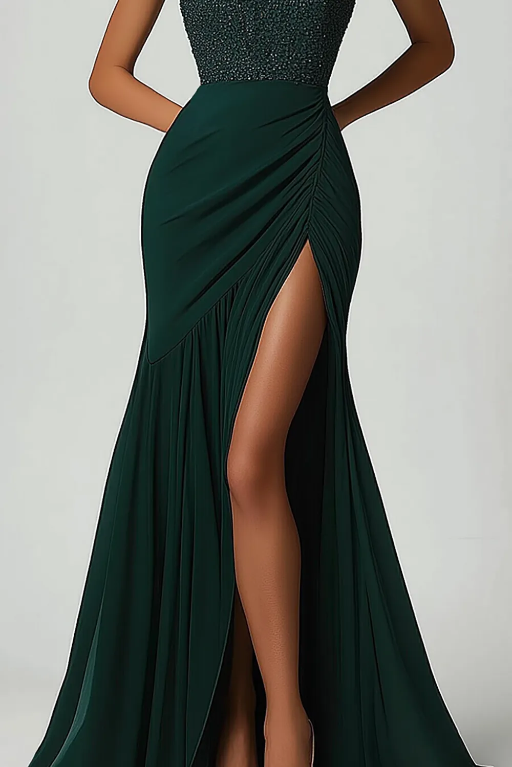 Sparkly Green Mermaid Strapless Sequins Prom Dress with Slit sold by Zapaka product image thumbnail 3