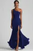 Black Chiffon One Shoulder Mermaid Formal Dress with Slit sold by Zapaka