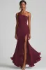 Black Chiffon One Shoulder Mermaid Formal Dress with Slit sold by Zapaka