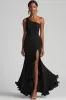 Black Chiffon One Shoulder Mermaid Formal Dress with Slit sold by Zapaka