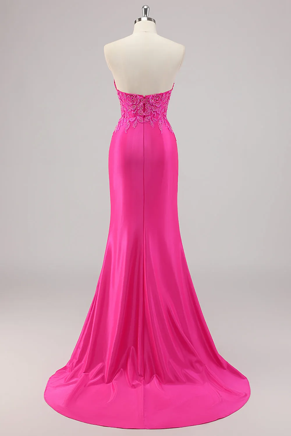 Fuchsia Mermaid Strapless Long Beaded Prom Dress With Appliques sold by Zapaka product image thumbnail 2