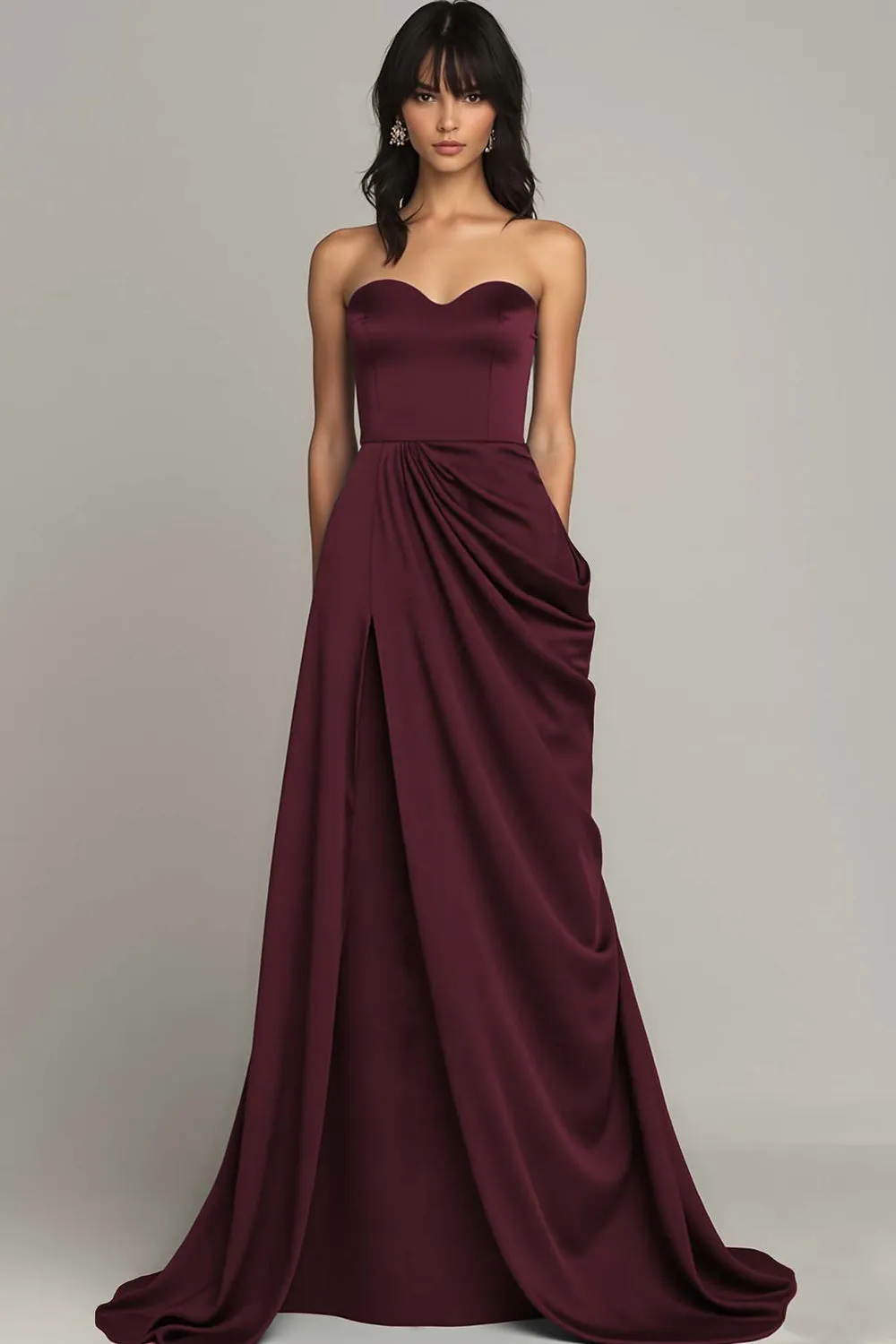 Black Sweetheart Long Formal Dress with Slit sold by Zapaka product image thumbnail 3