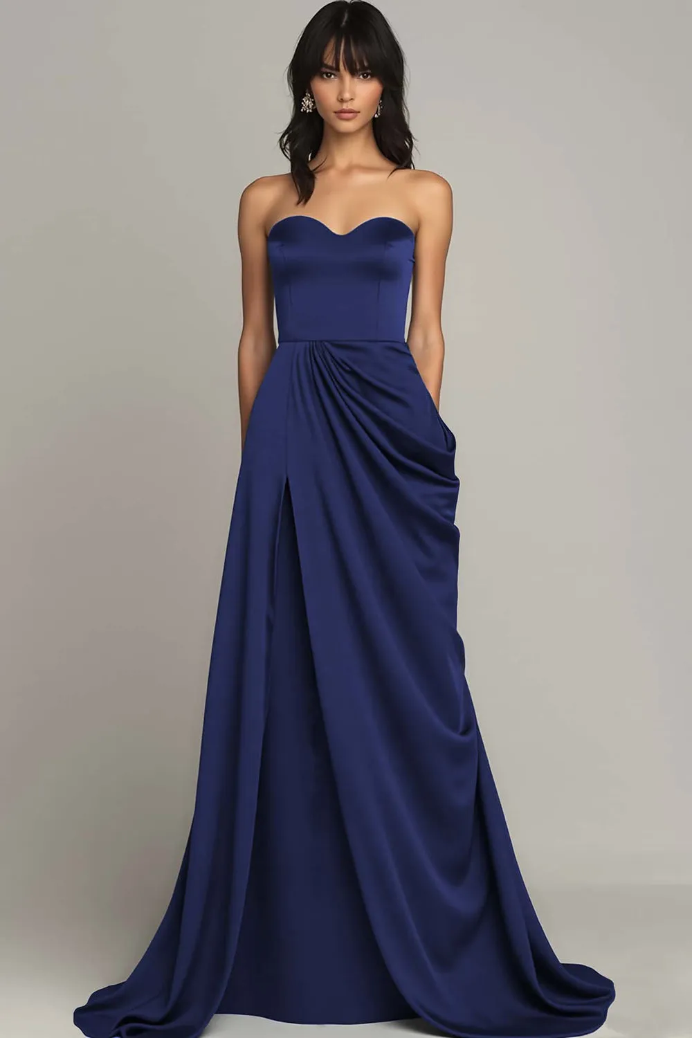 Black Sweetheart Long Formal Dress with Slit sold by Zapaka product image thumbnail 4