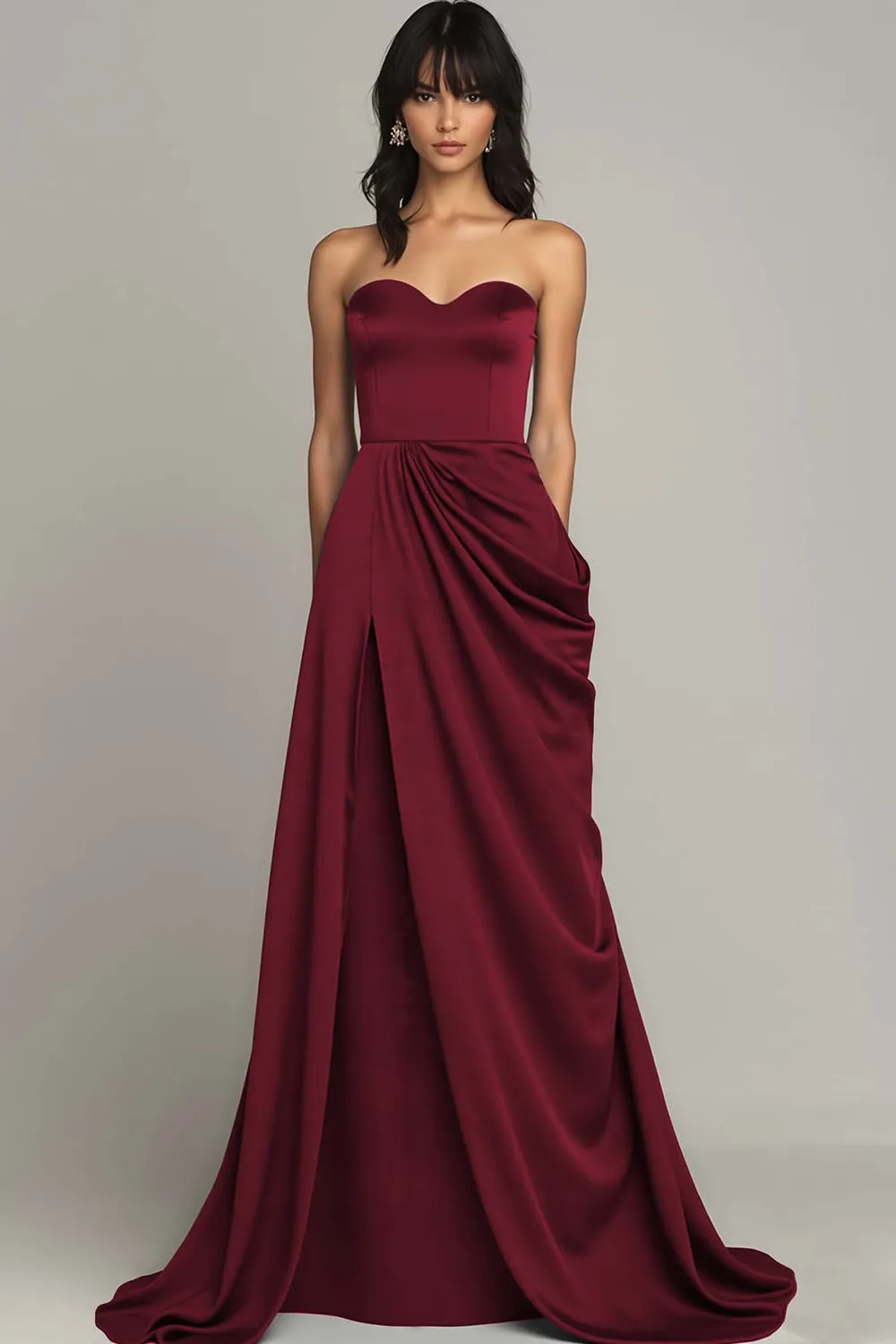 Black Sweetheart Long Formal Dress with Slit sold by Zapaka product image thumbnail 5