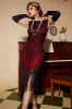 Red Gatsby Glitter Fringe 1920s Flapper Dress sold by Zapaka