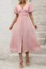 Blush A Line V Neck Summer Dress sold by Zapaka
