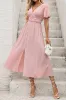 Blush A Line V Neck Summer Dress sold by Zapaka