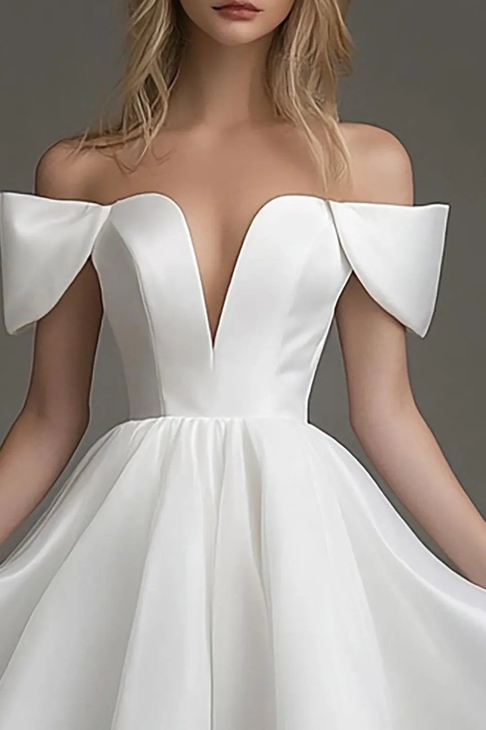 Off The Shoulder White A Line Short Graduation Dress sold by Zapaka product image thumbnail 2