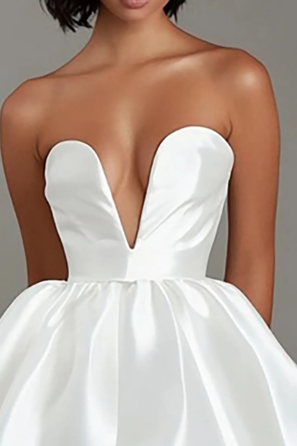Strapless White A Line Short Graduation Dress sold by Zapaka product image thumbnail 2