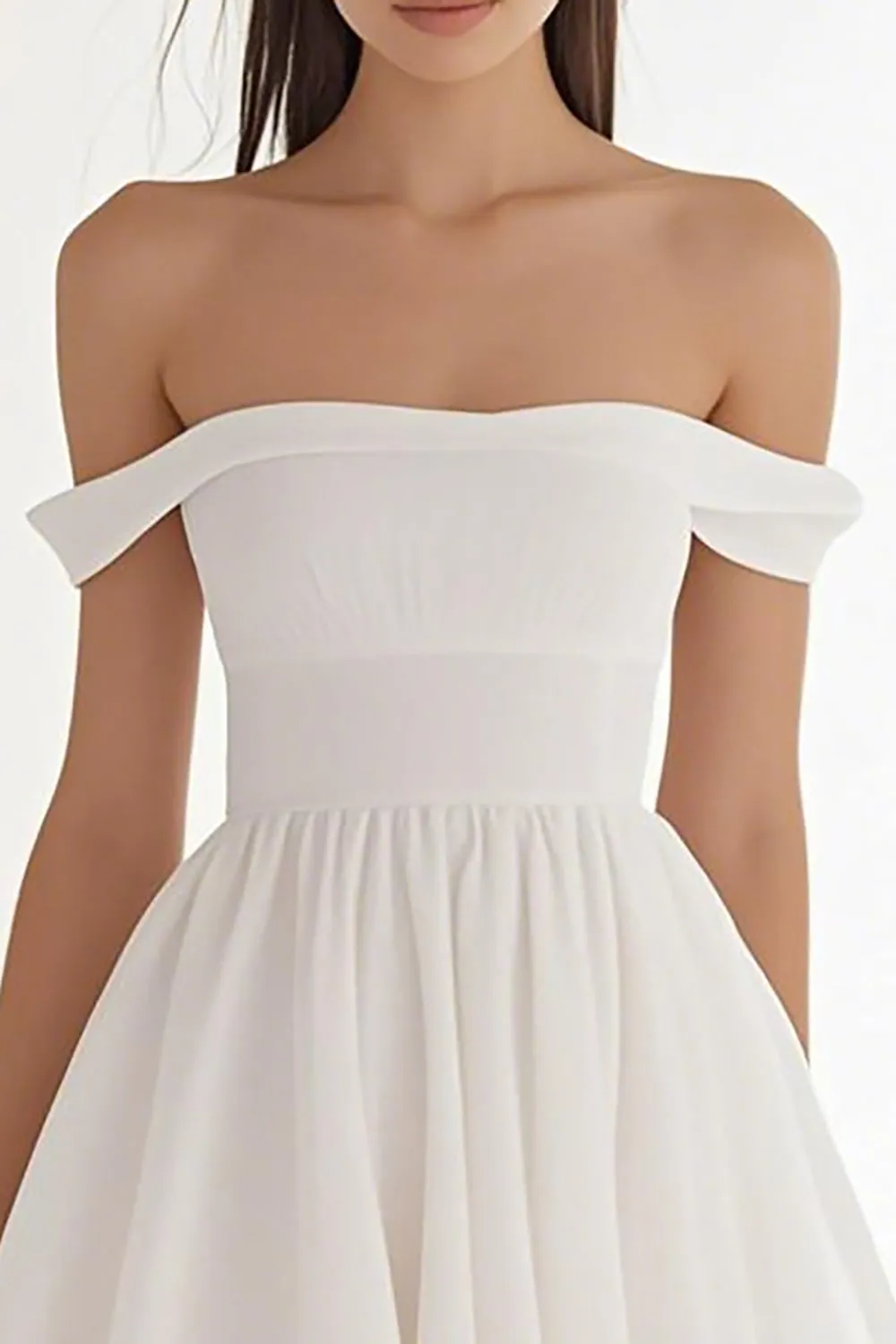 Off the Shoulder Ivory A Line Graduation Dress sold by Zapaka product image thumbnail 2