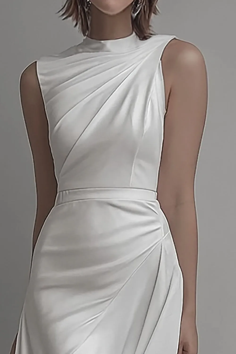 White Ruched Short Graduation Dress sold by Zapaka product image thumbnail 2