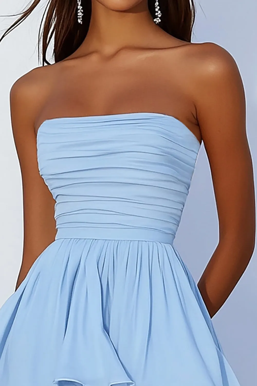 Strapless Sky Blue A Line Short Cocktail Dress sold by Zapaka product image thumbnail 2