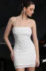 White Spaghetti Straps Bodycon Cocktail Dress with Pearls sold by Zapaka