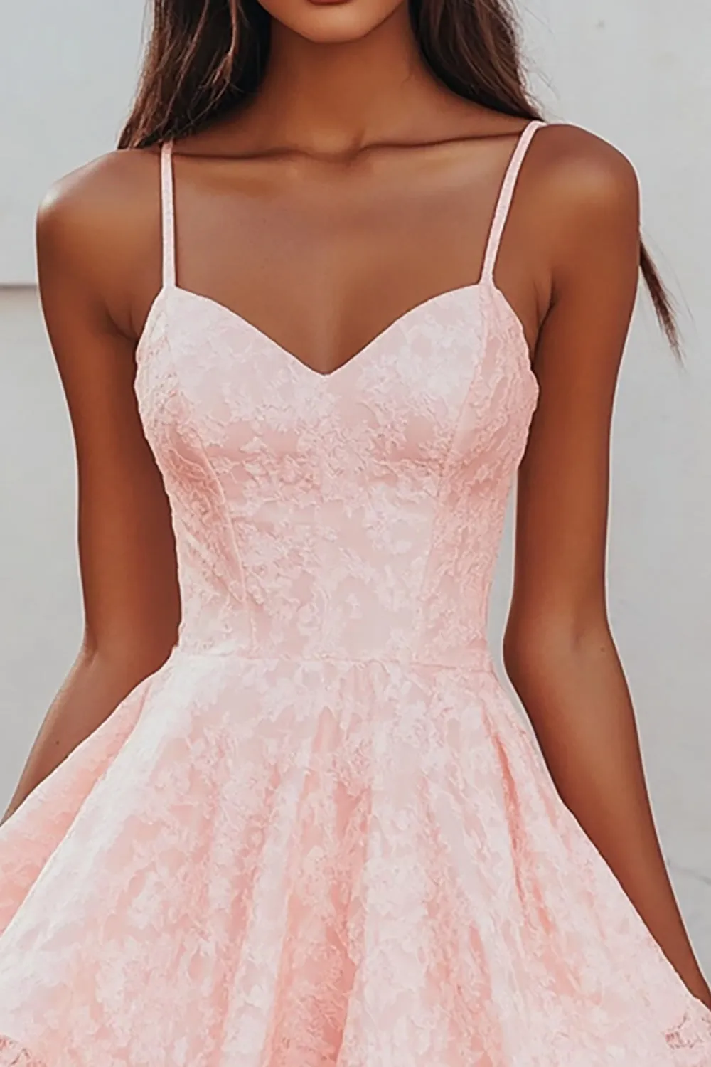 Pink A Line Lace Short Graduation Dress sold by Zapaka product image thumbnail 2