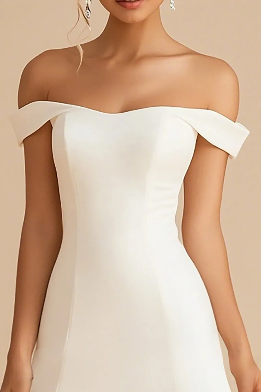 Off the Shoulder White Bodycon Graduation Dress sold by Zapaka product image thumbnail 2