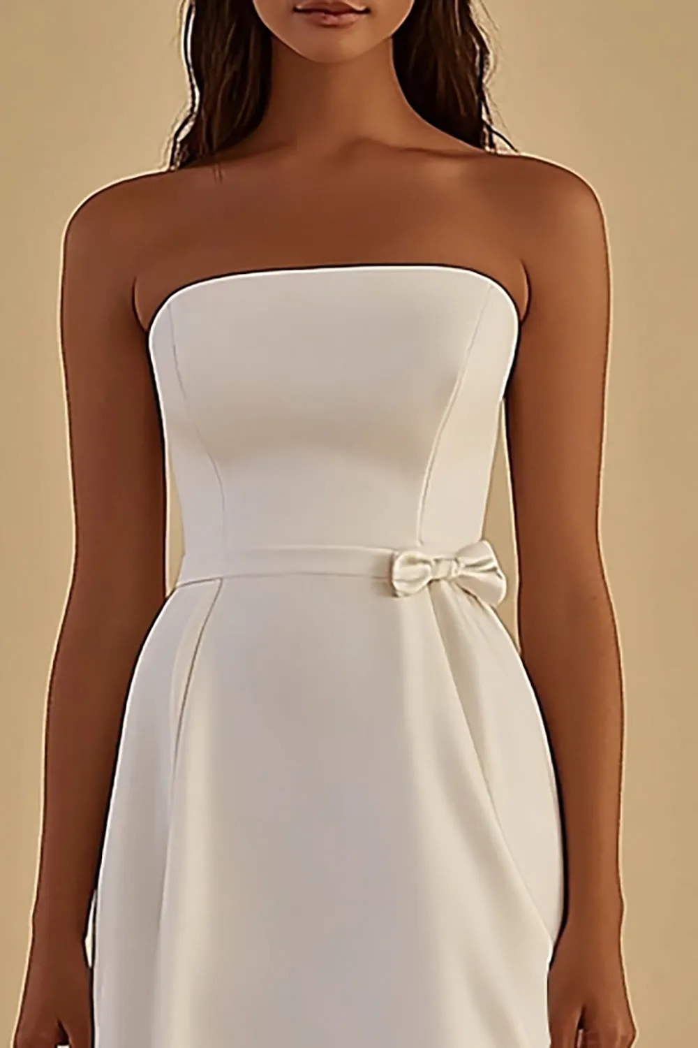White Bodycon Short Graduation Dress with Bow sold by Zapaka product image thumbnail 2